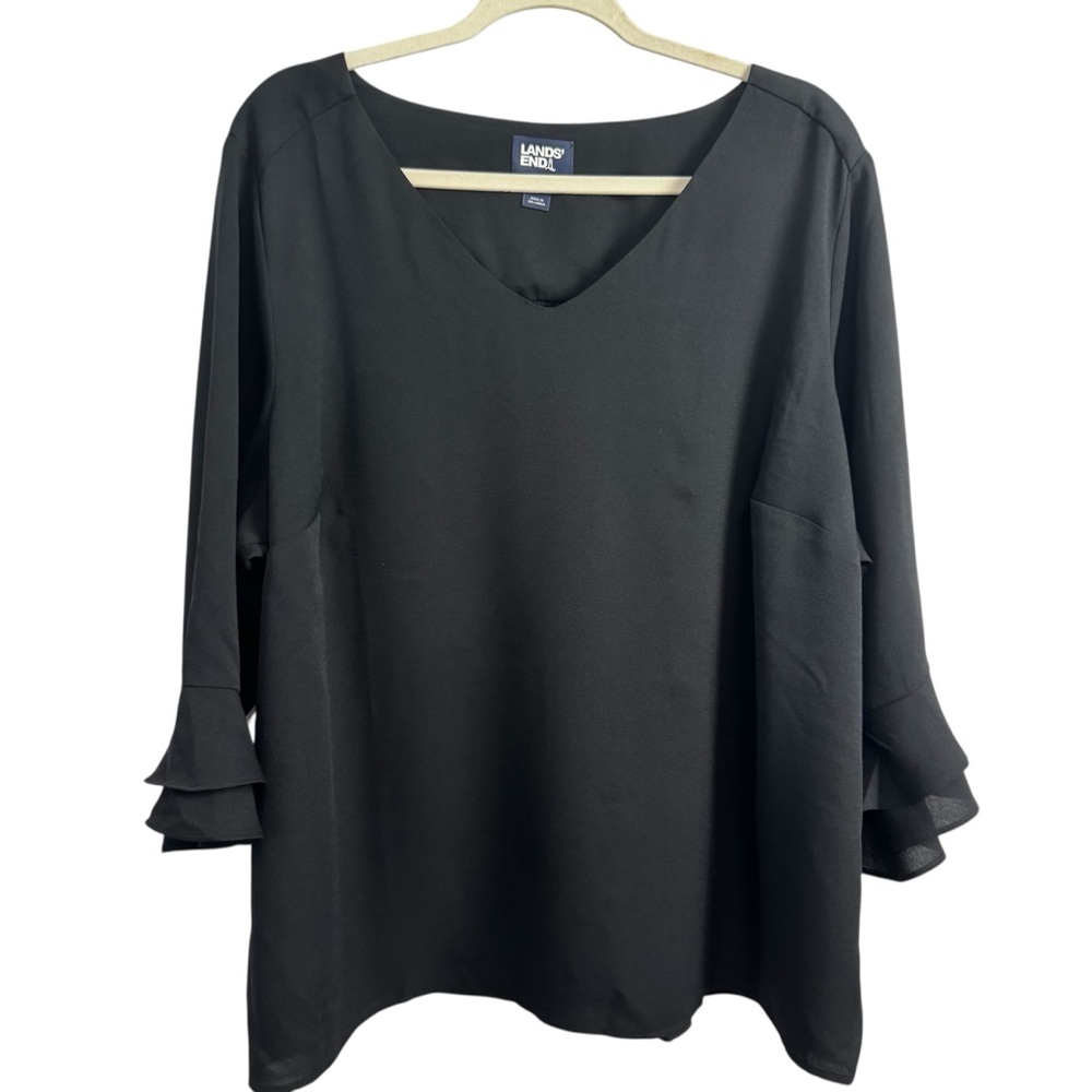 Lands' End v neck classy  ruffle sleeve blouse size 22W plus whimsigoth witchy